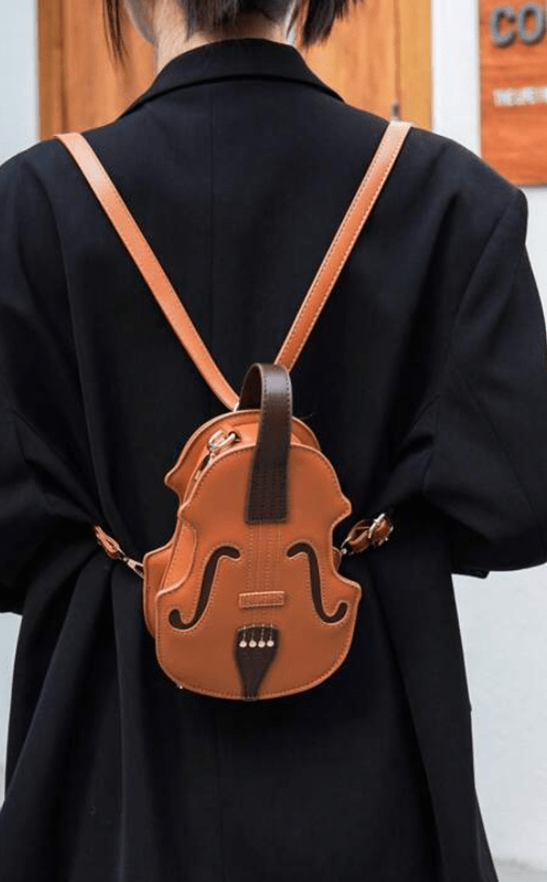 Kawaii Violin Design Fashion Backpack Color Block tomorrowland festival outfits